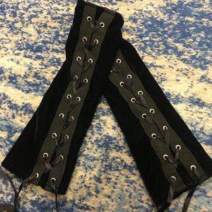 Gothic Black Velvet Gauntlets ,Great for Halloween